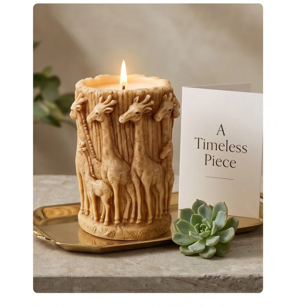 Animal Spirits Lava‎ Candles Giraffe Herd Pillar Candle Textured  ASC5046 NEW